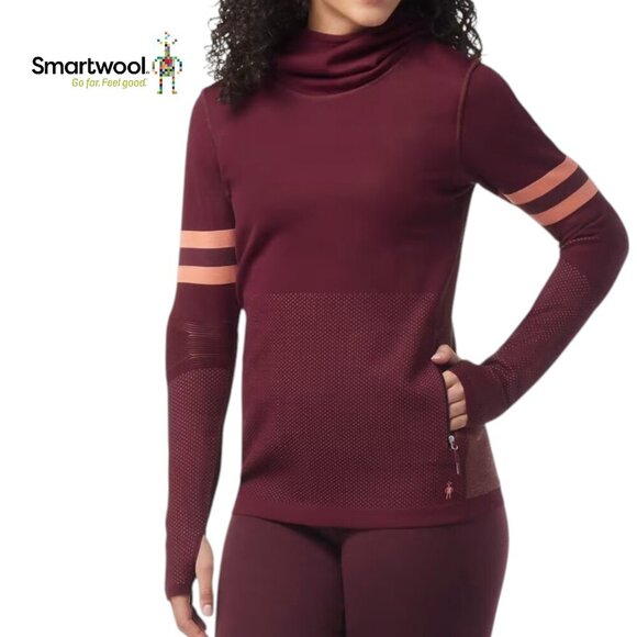 SMARTWOOL Women's Intraknit™ Merino Tech Pullover Hoodie burgundy orange XS - Picture 3 of 16